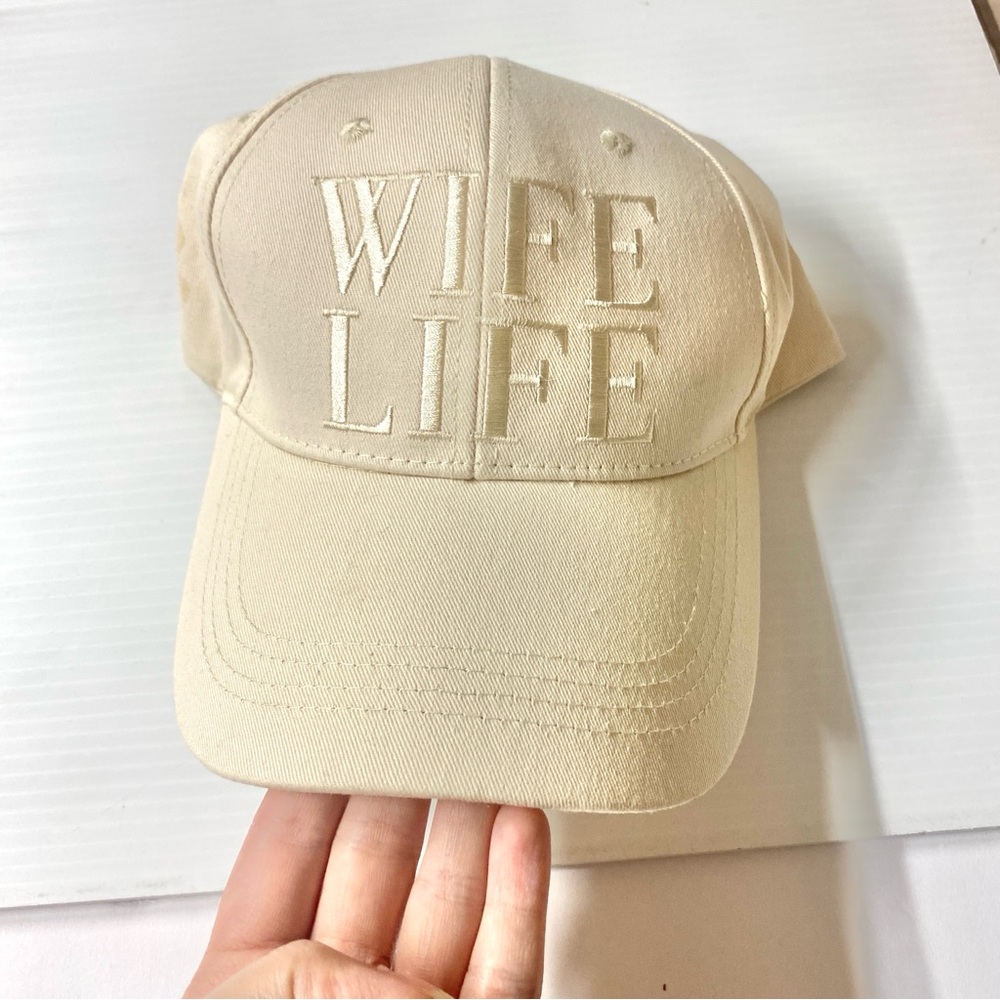 Miss to Mrs Cream Embroidered 'Wife Life' Baseball Cap 100% Cotton Bridal Vibes